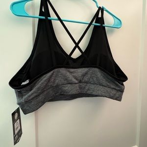 Gray and black sports bra